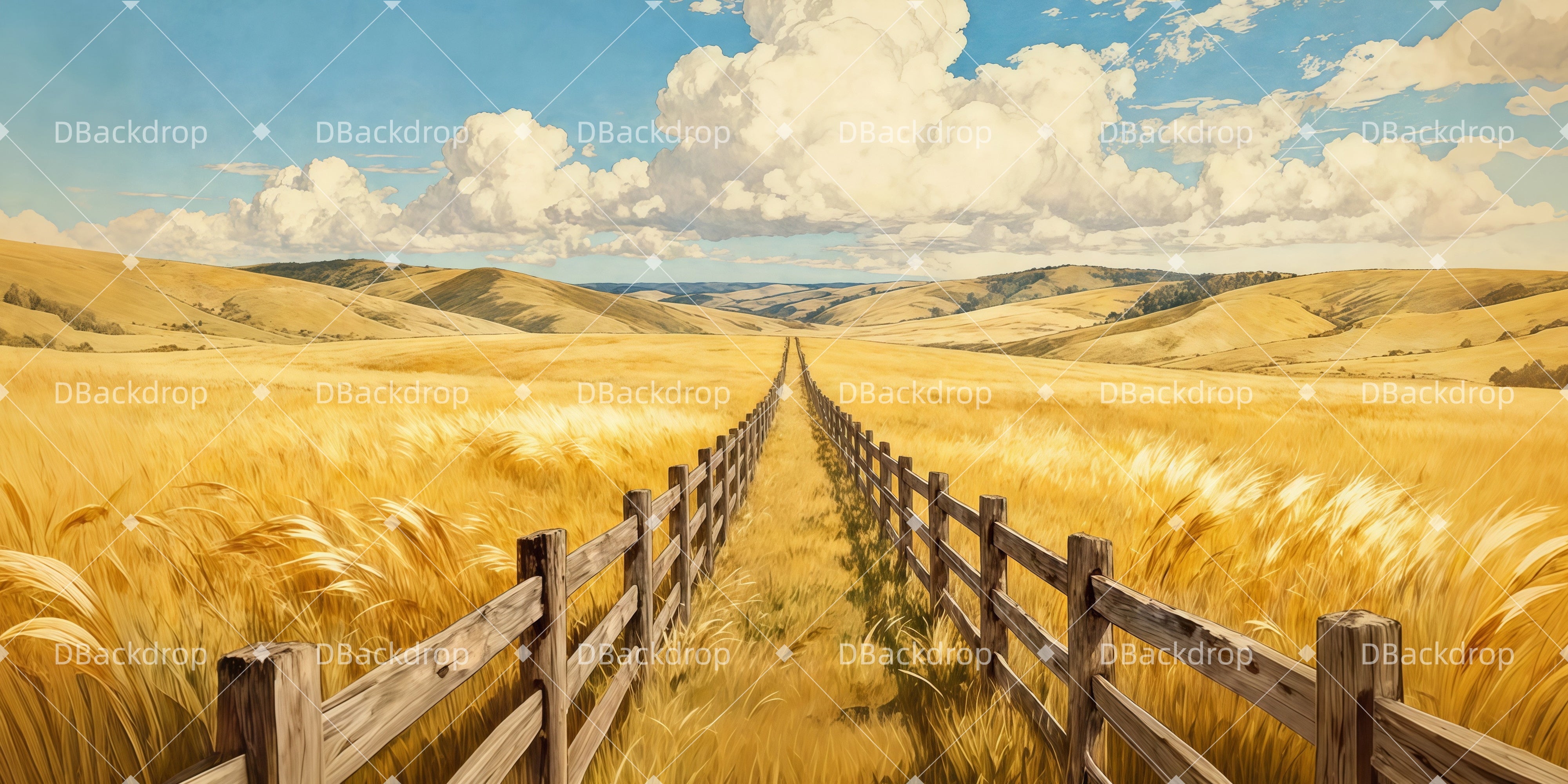 Stage Backdrop Golden Wheat Path Scenery Backdrops For Theater UK LXX511-T43