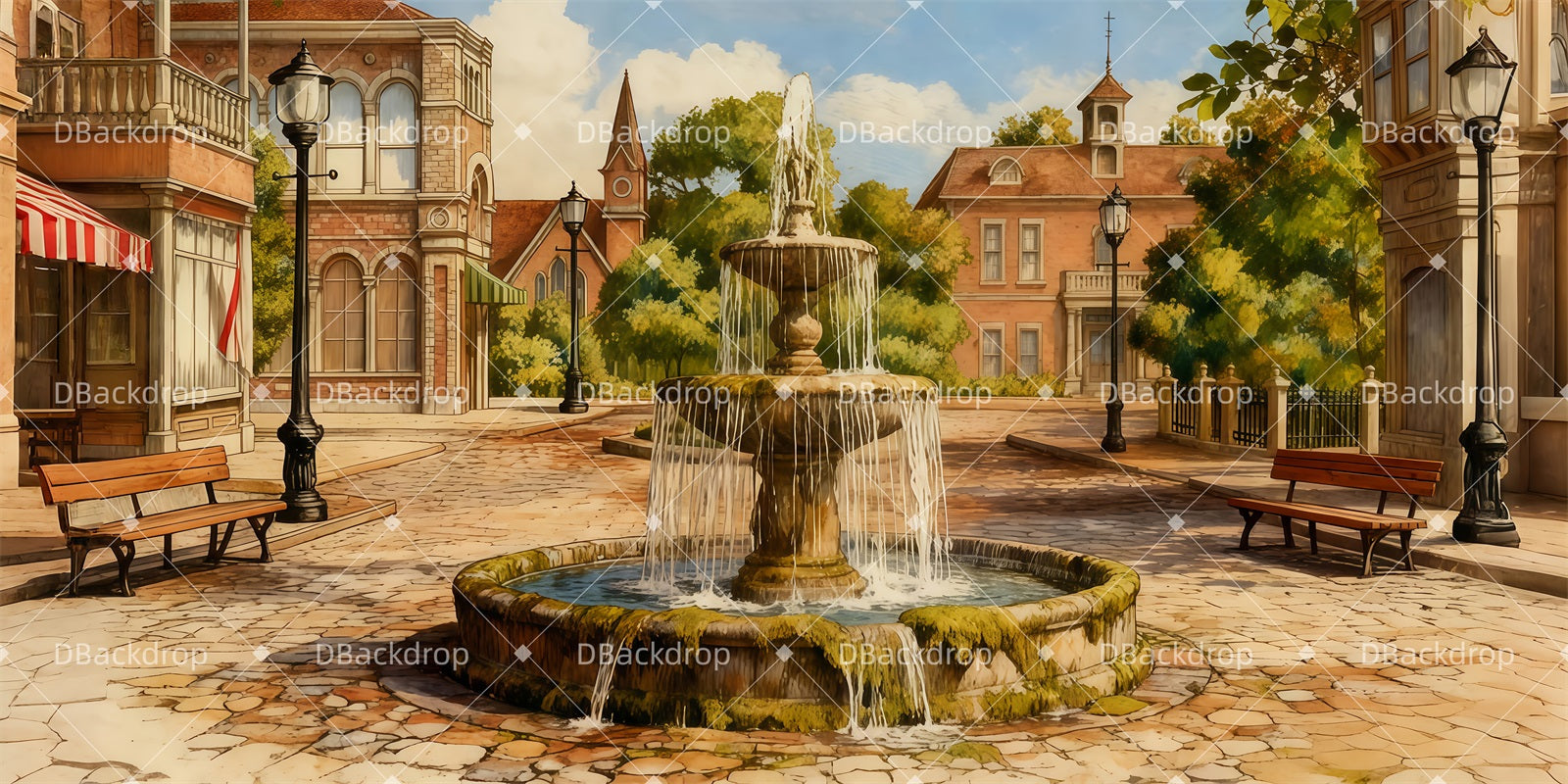 Theater Backdrop Vintage Street Plaza Stage Backdrops For Sale UK LXX511-T69