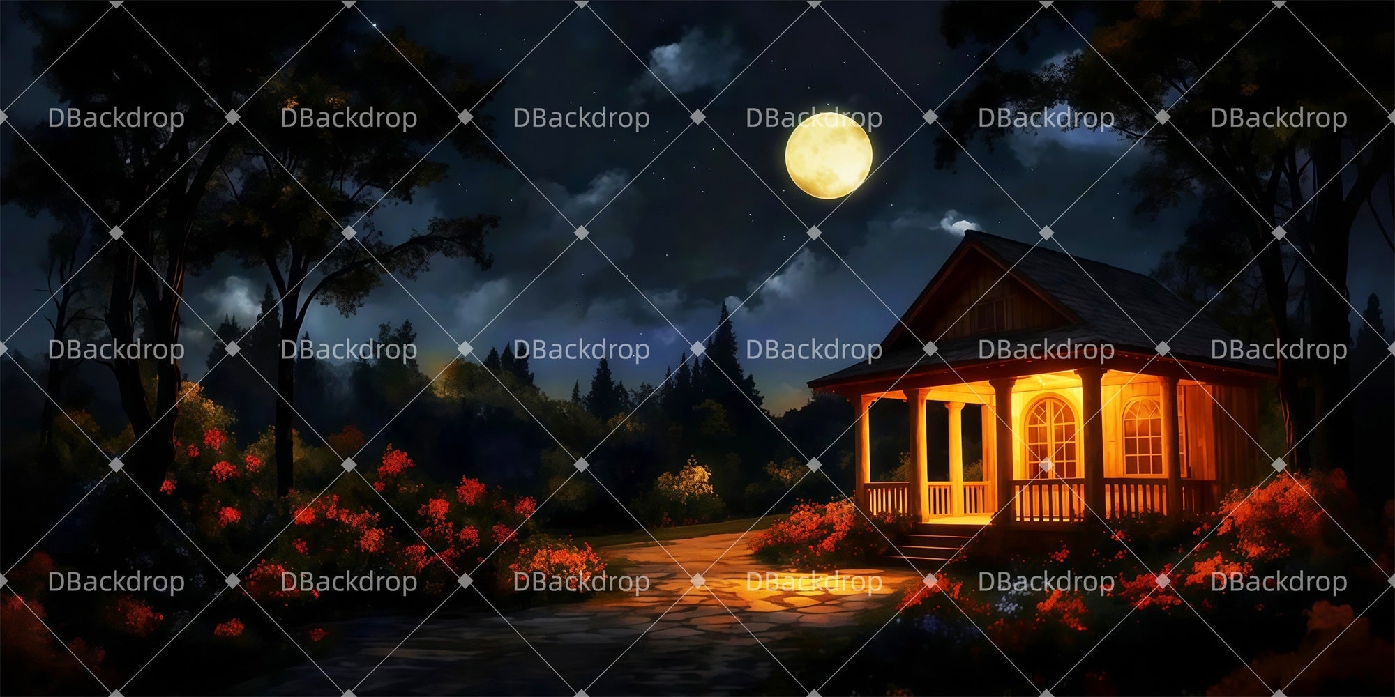 Stage Backdrop Ideas Night Garden House Theater Stage Backdrop UK LXX511-T75