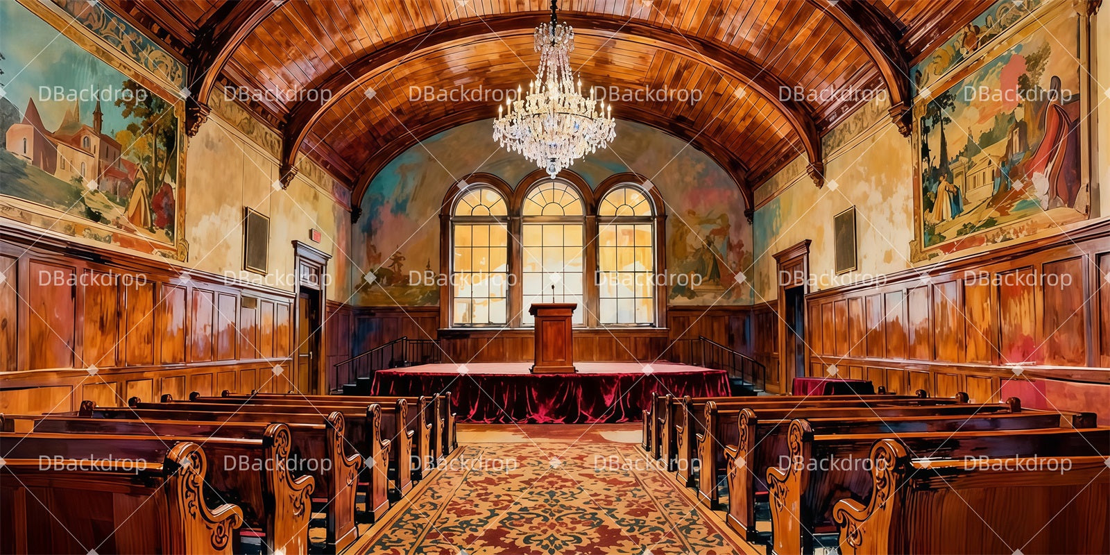 Stage Backdrop Town Meeting Hall Backdrop For Theater Play UK LXX511-T77