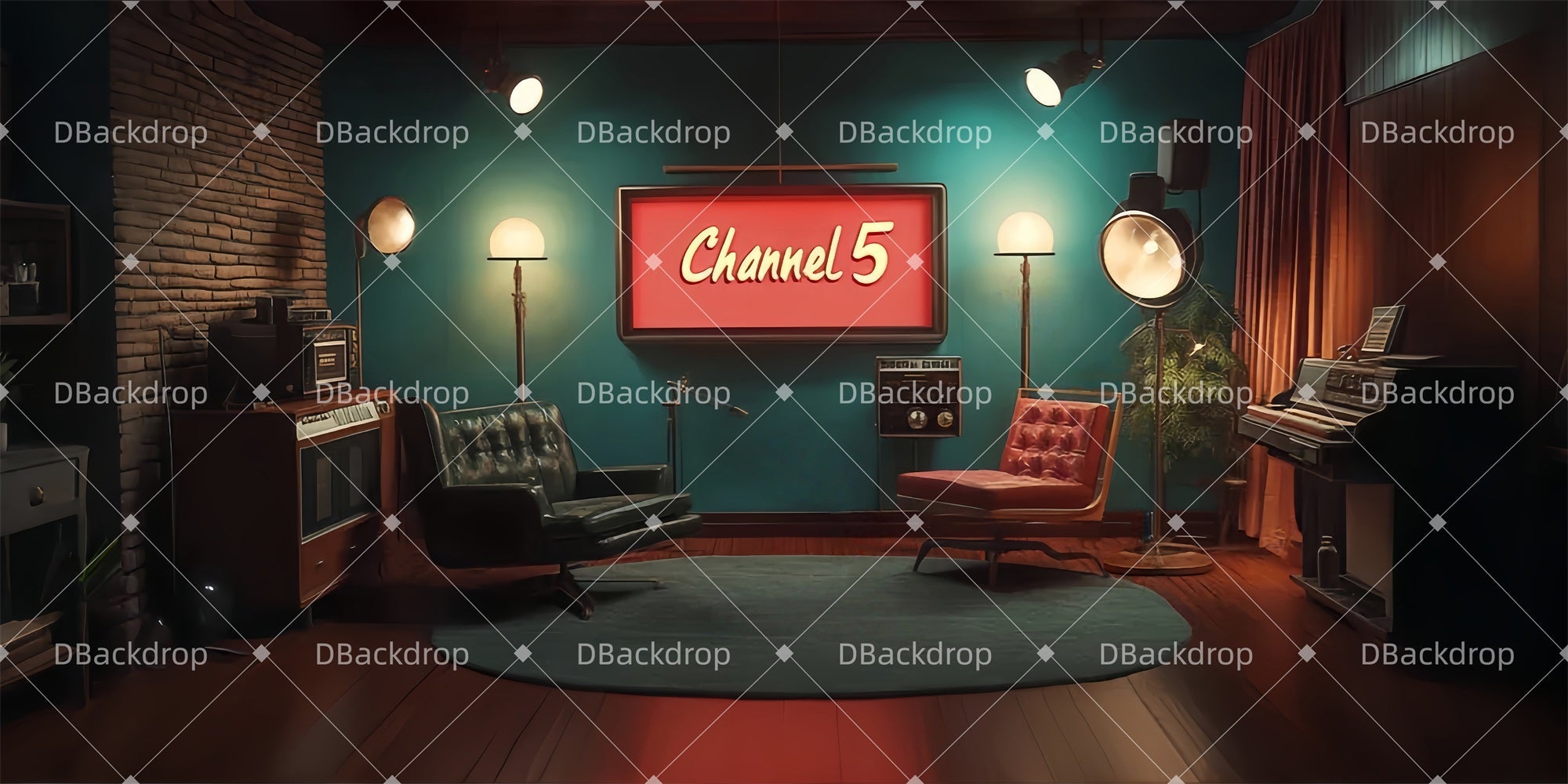 Theater Backdrops Retro Radio Station Large Stage Backdrops UK LXX511-T8