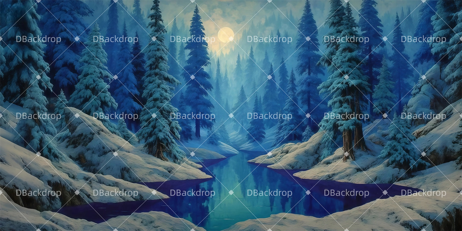 Forest Stage Backdrop Frozen Pine Valley School Play Backdrops UK LXX511-T82