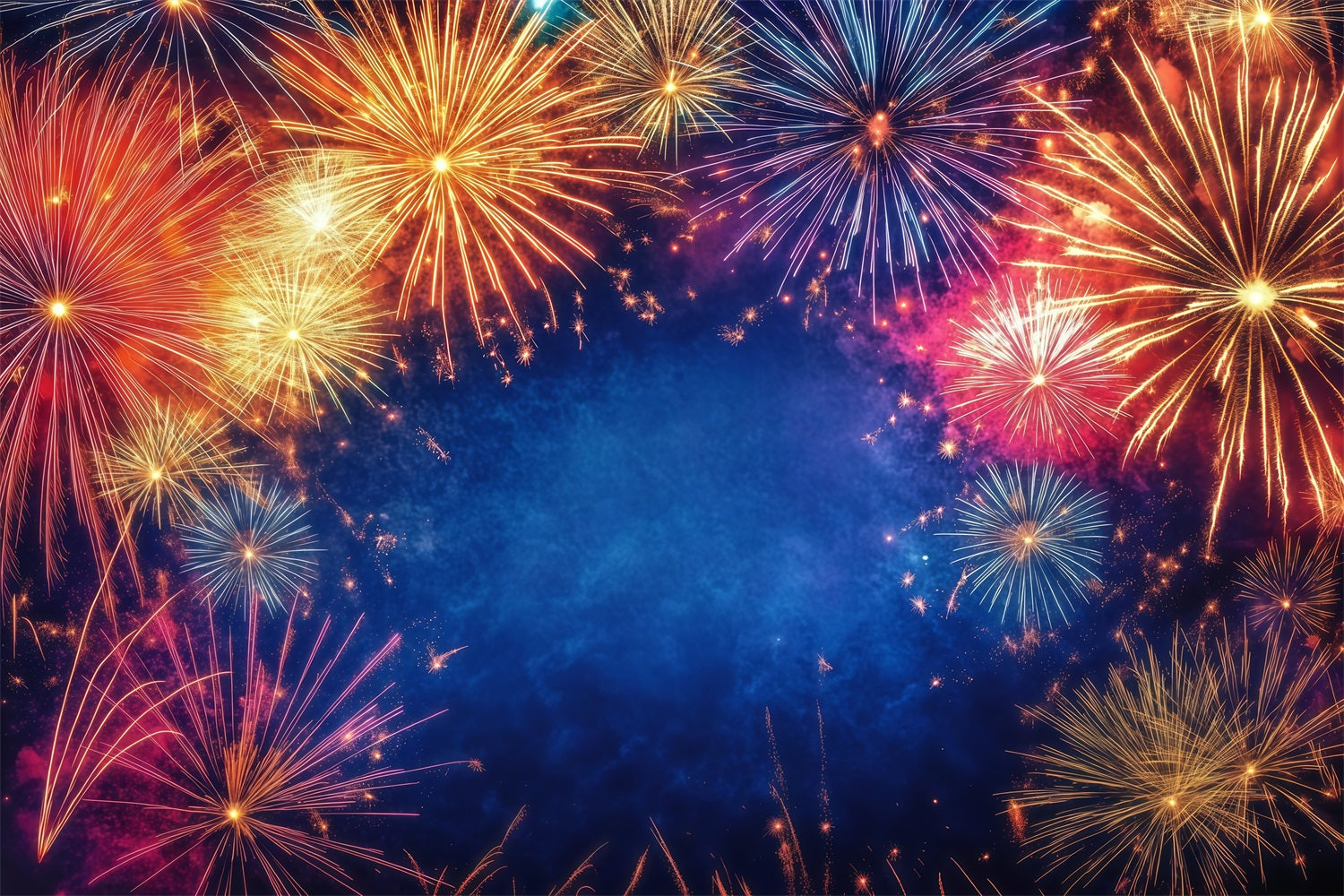 New Year's Backdrop Radiant Fireworks Burst Happy New Year 2026 Banner UK LXX512-10