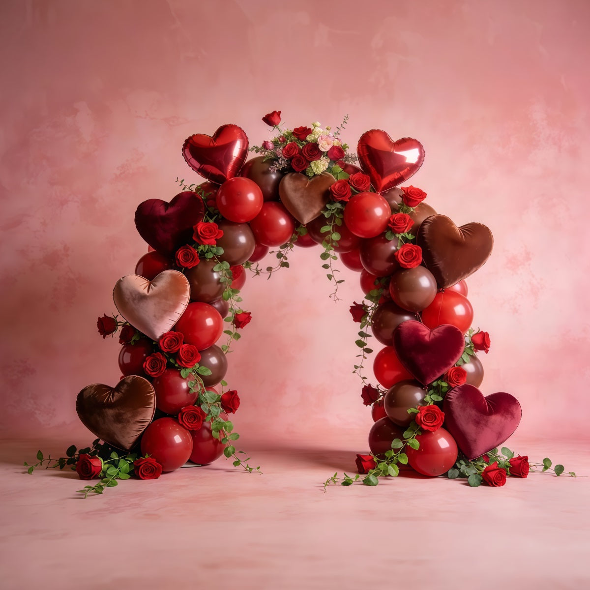 Love Backdrops Rose Heart Balloon Elegance Floral Arch Valentine Backdrop UK LXX512-162