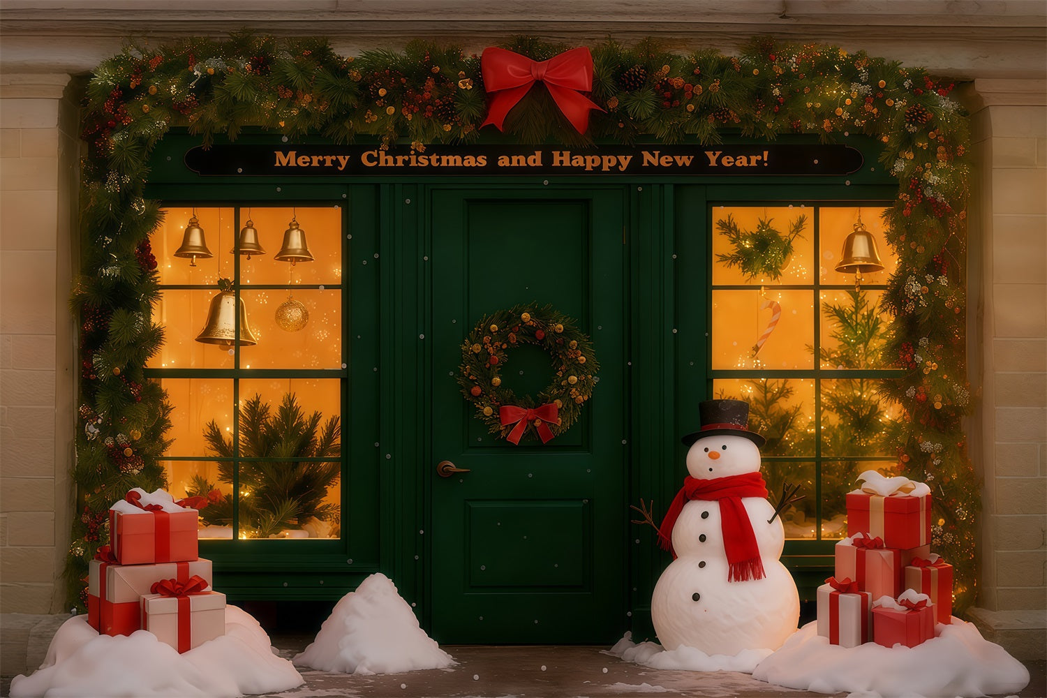 New Year's Backdrops Snowy Christmas Shop Happy New Year 2026 Backdrop UK LXX512-17