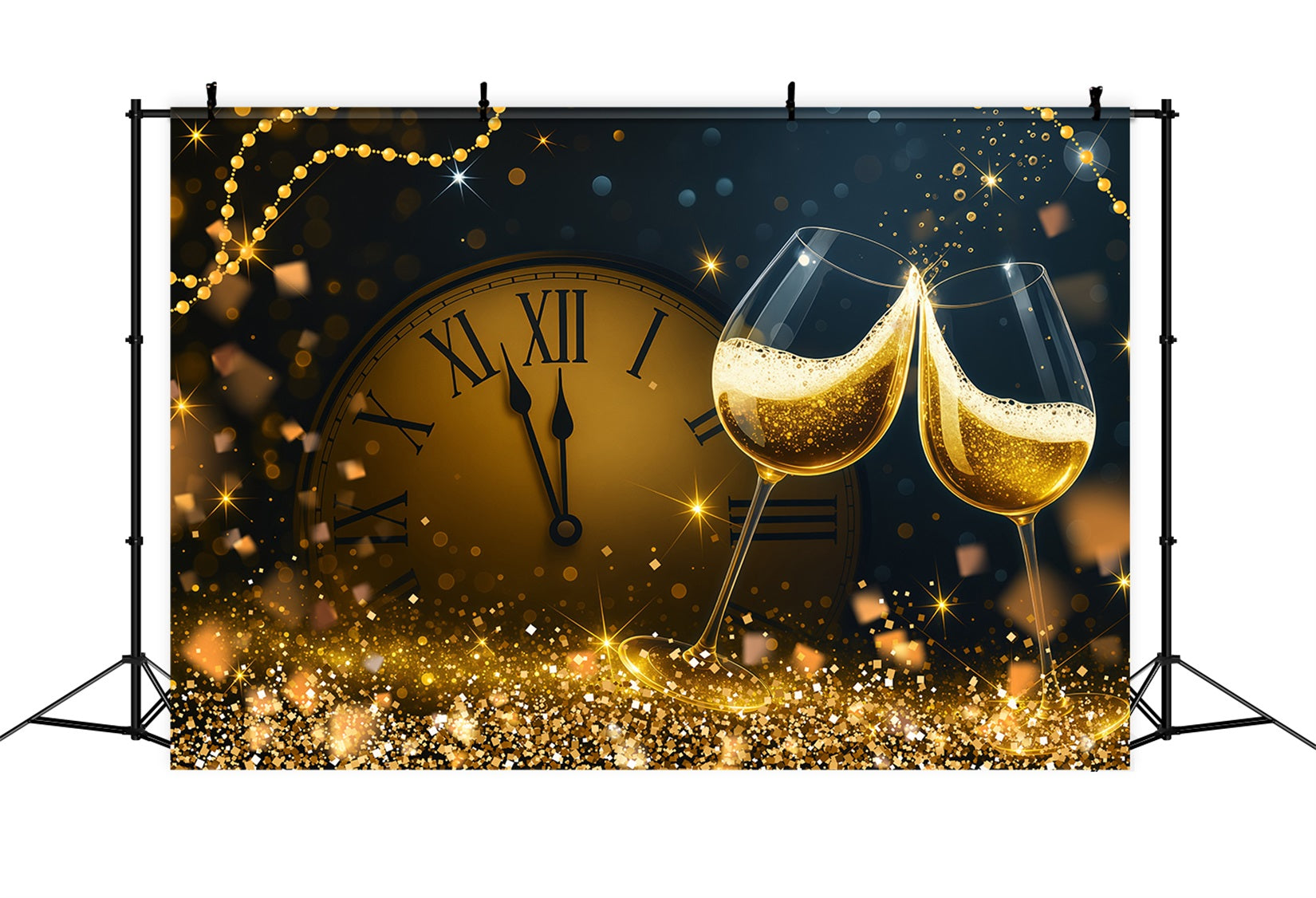 New Years Photo Backdrop Countdown Golden Toast Sparkles Bokeh Backdrop UK LXX512-23