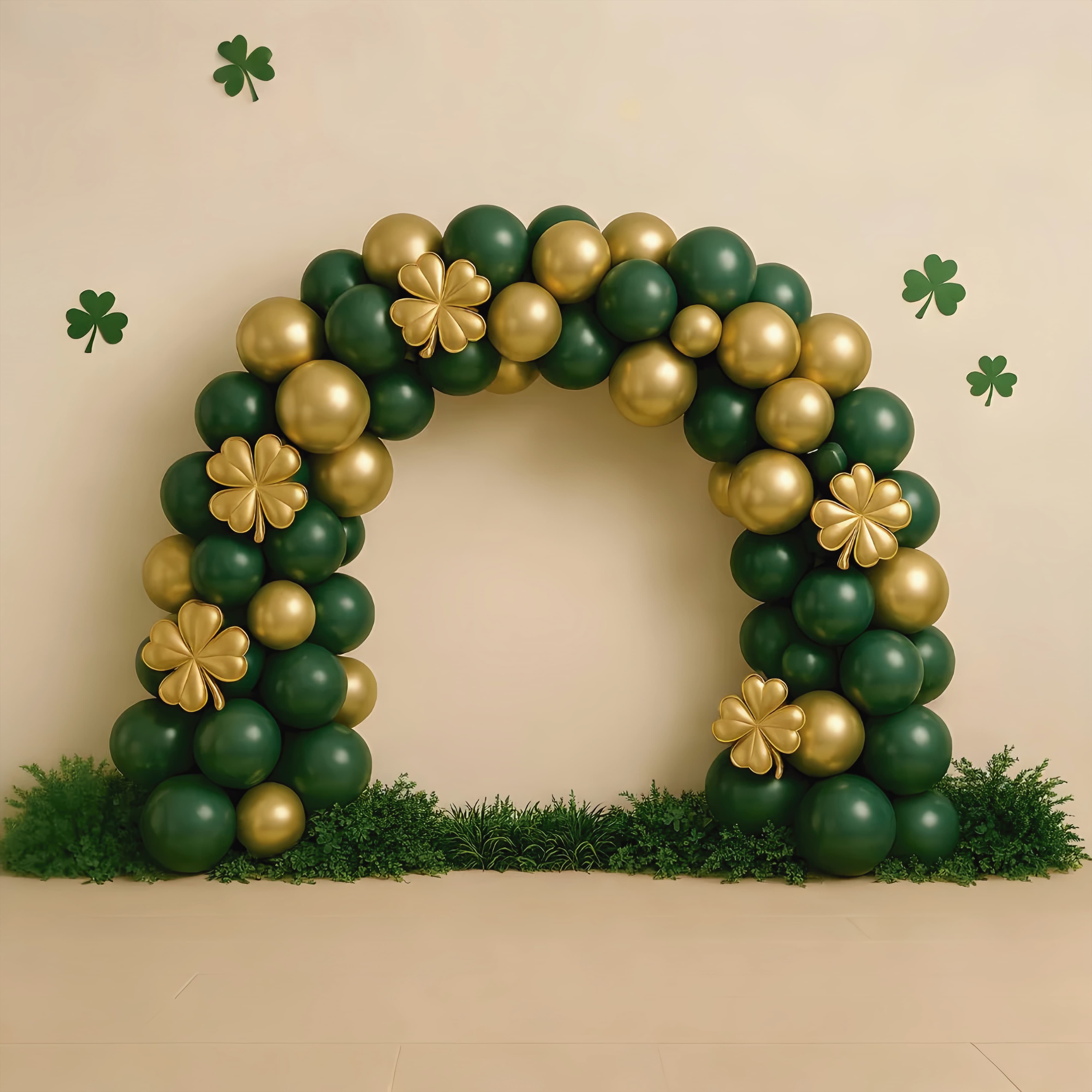 St Patrick Backdrop Emerald Gold Clover Balloon Arch Lucky One Backdrop UK LXX512-28