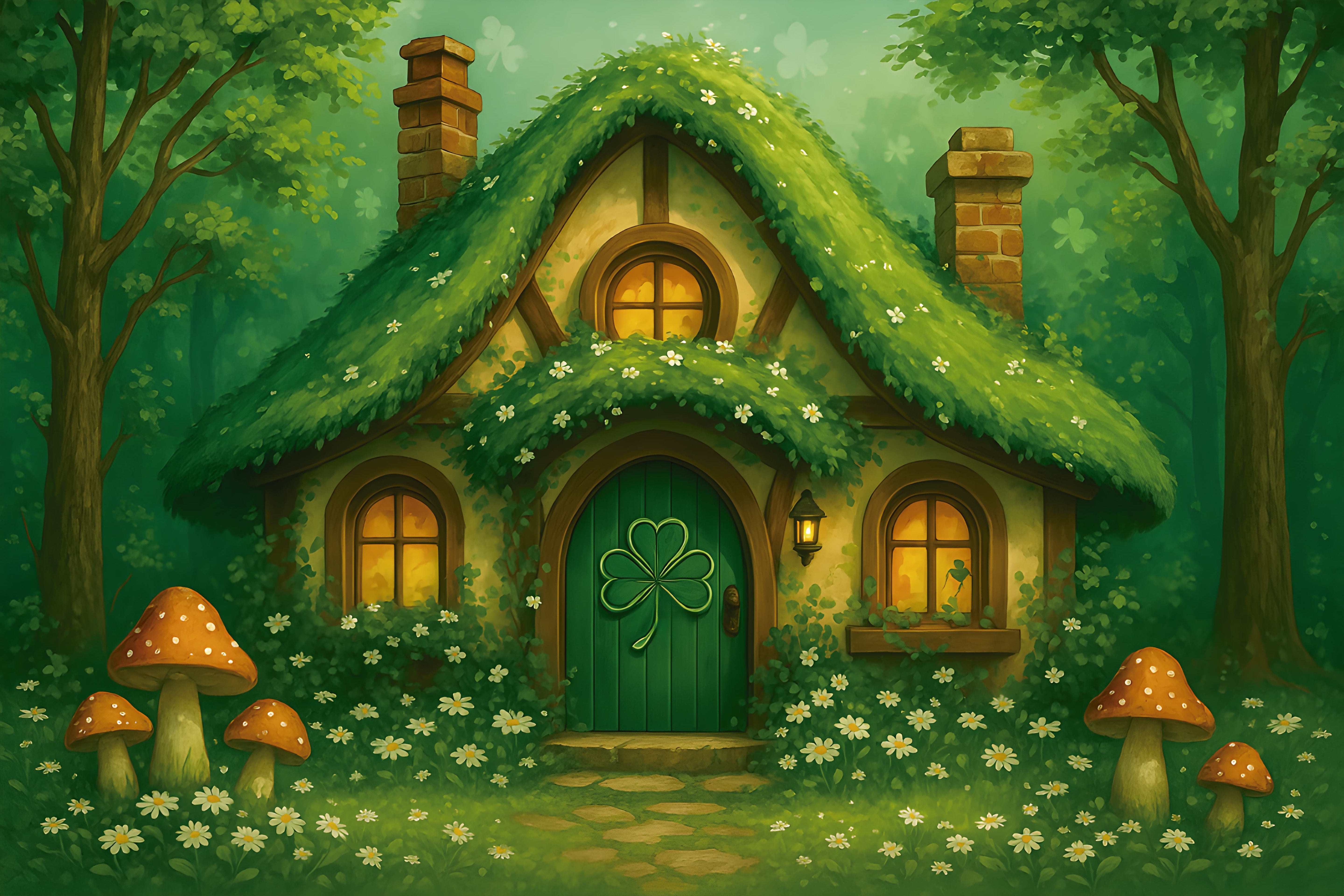 St Patricks Day Backdrops Lucky Clover Cottage Saint Patricks Day Backdrop UK LXX512-34