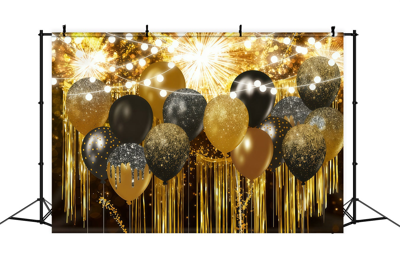 New Years Backdrop Gold Glitter Shimmer Bokeh New Year Balloon Backdrop UK LXX512-5