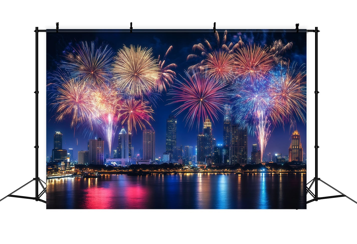 New Year Photo Backdrop Colorful Fireworks Cityscape City Night Backdrop UK LXX512-9