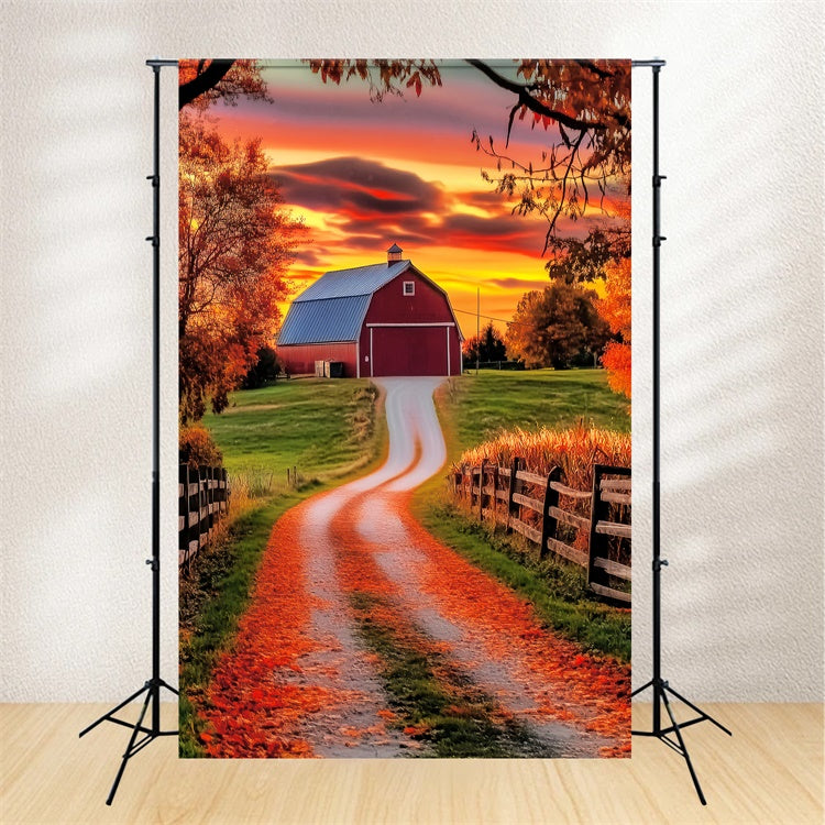 Sunset Photo Backdrop Rustic Barn Glow Fall Backdrop UK LXX57-184