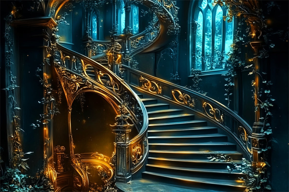 Antique Backdrop Golden Dream Stairwell Vintage Backdrops UK LXX57-225
