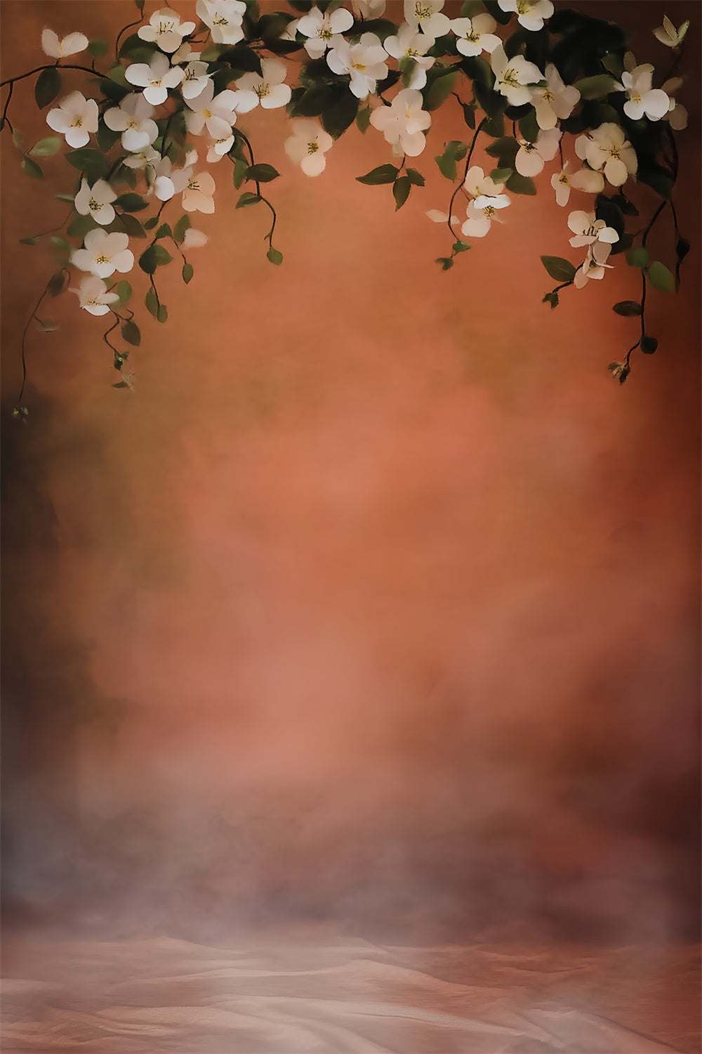 Family Portrait Backdrop Warm Terracotta Bloom Backdrop UK LXX57-258
