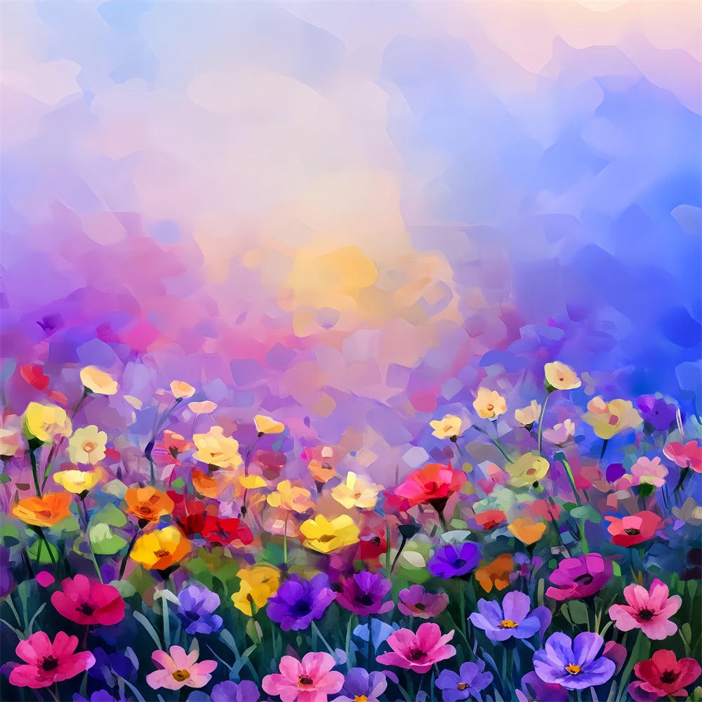 Portrait Backdrop Wildflower Field Watercolor Backdrop UK LXX57-272