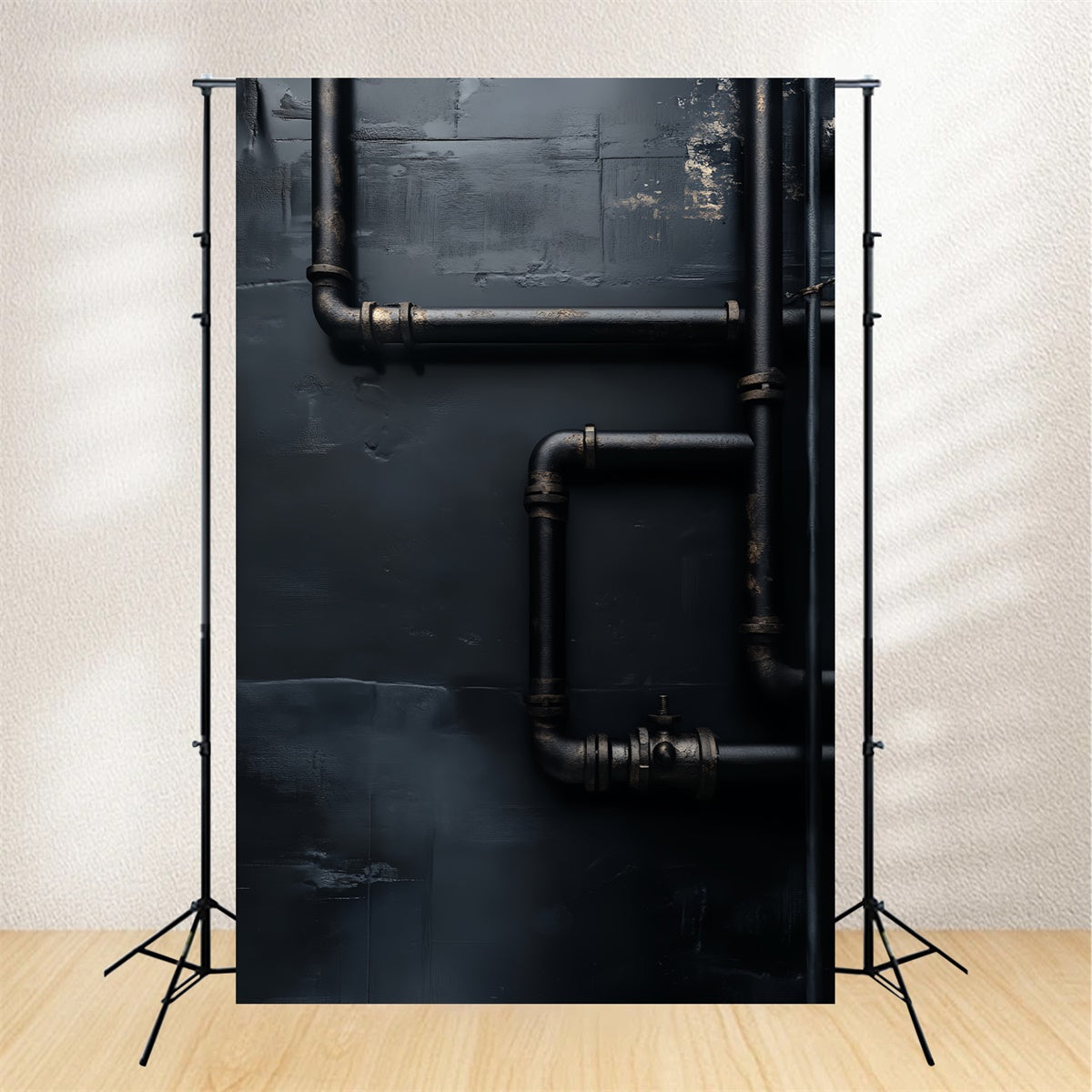Black Photo Backdrop Black Pipe Detail Dark Backdrop UK LXX57-279