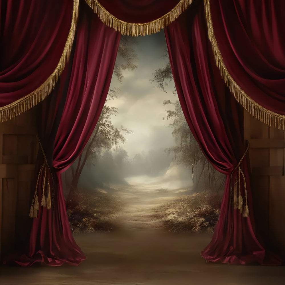 Portrait Backdrops Vintage Curtain Landscape Backdrop UK LXX57-289