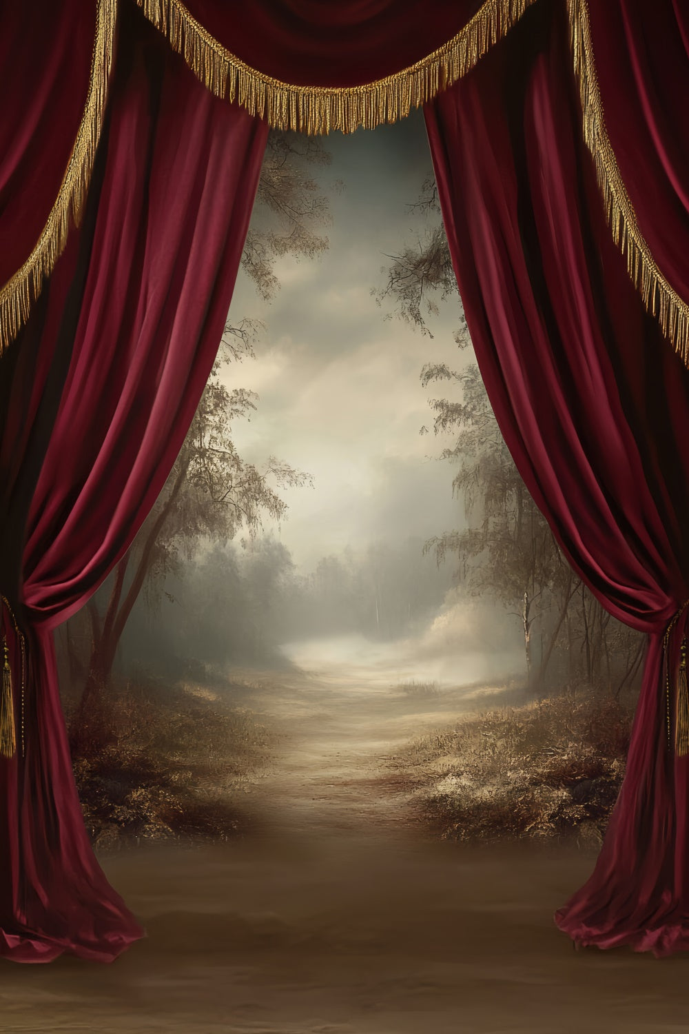 Portrait Backdrops Vintage Curtain Landscape Backdrop UK LXX57-289