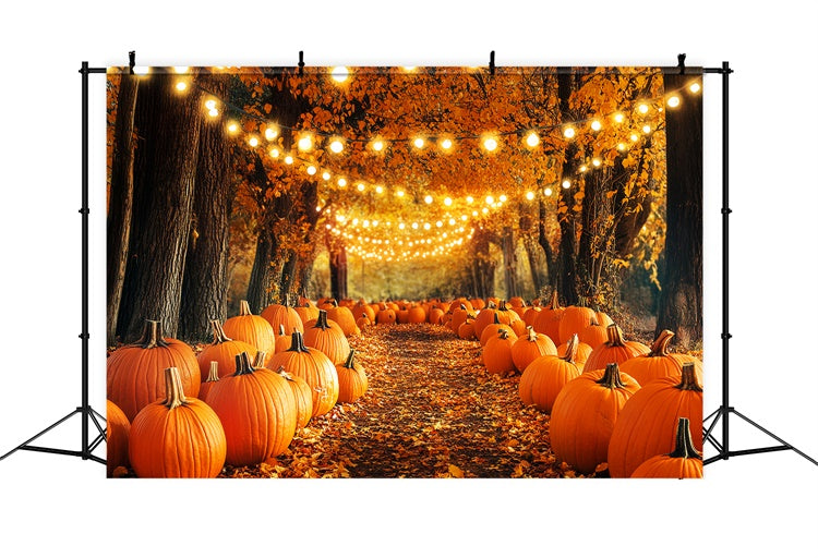 Thanksgiving Backdrop Pumpkin Light Trail Forest Backdrop UK LXX57-343