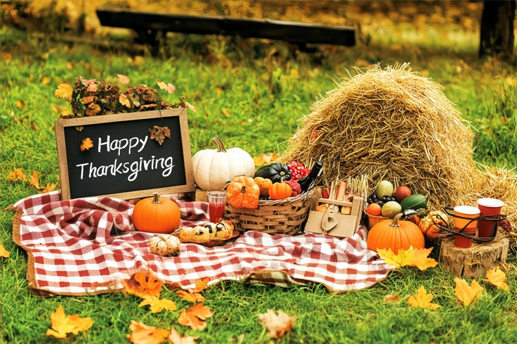 Thanksgiving Themed Backdrop Happy Picnic Meadow Backdrop UK LXX57-345