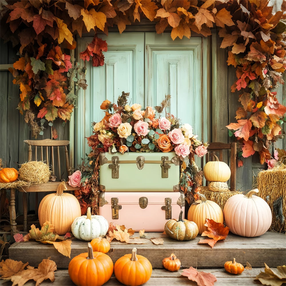 Thanksgiving Backdrops Vintage Door Harvest Rose Backdrop UK LXX57-348