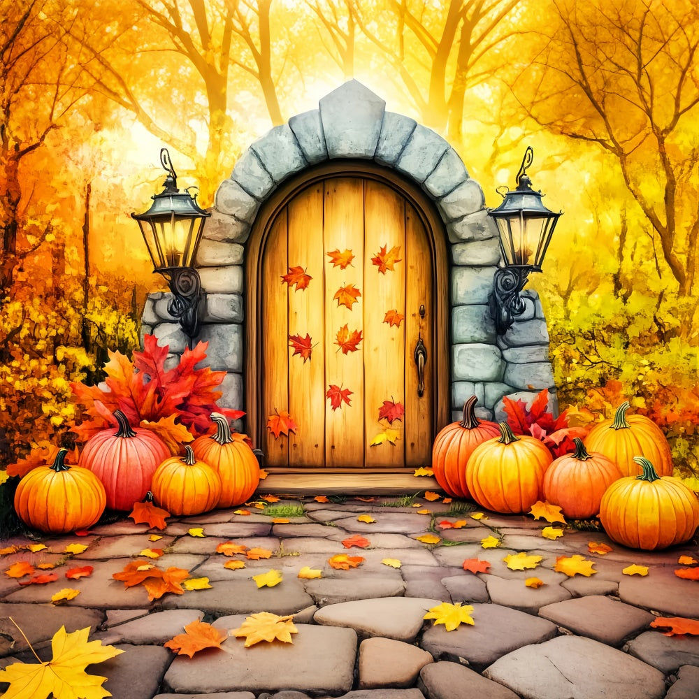 Photography Thanksgiving Backdrop Pumpkin Cozy Porch Backdrop UK LXX57-350