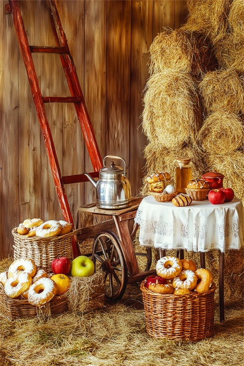 Happy Thanksgiving Backdrop Countryside Bread Feast Backdrop UK LXX57-357