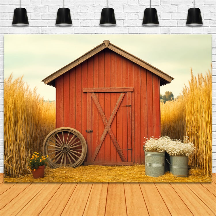 Barn Backdrops Golden Wheatfield Rustic Backdrop UK LXX57-380