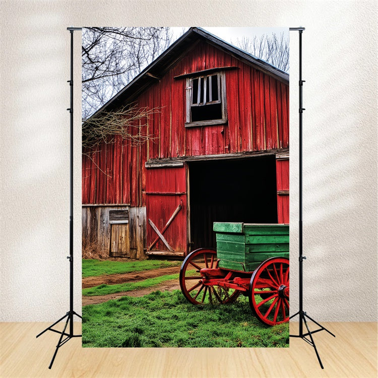 Rustic Barn Backdrop Country Lane Wagon Backdrop UK LXX57-393