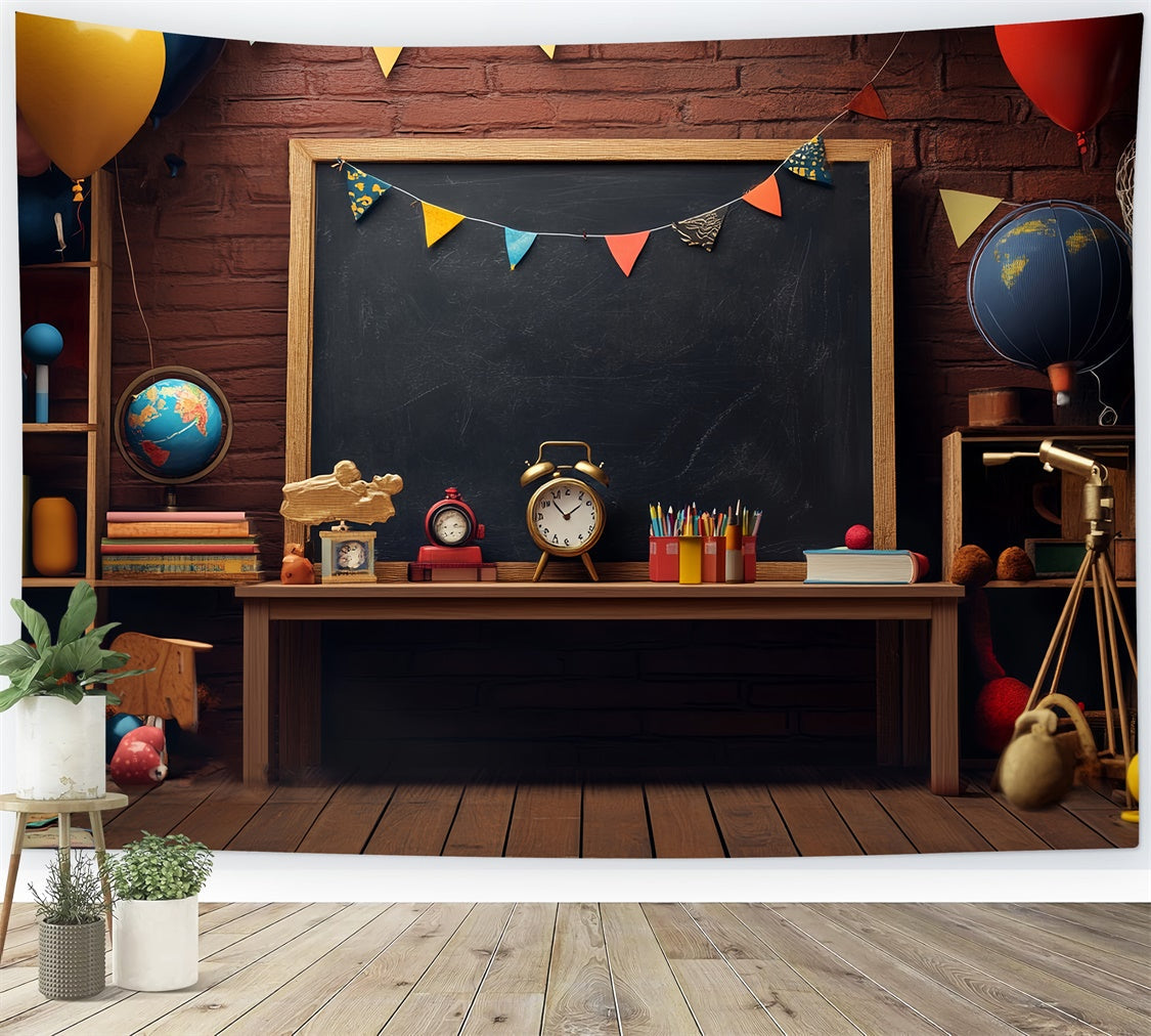 Back To School Photo Backdrop Retro Study Nook Backdrop UK LXX57-50