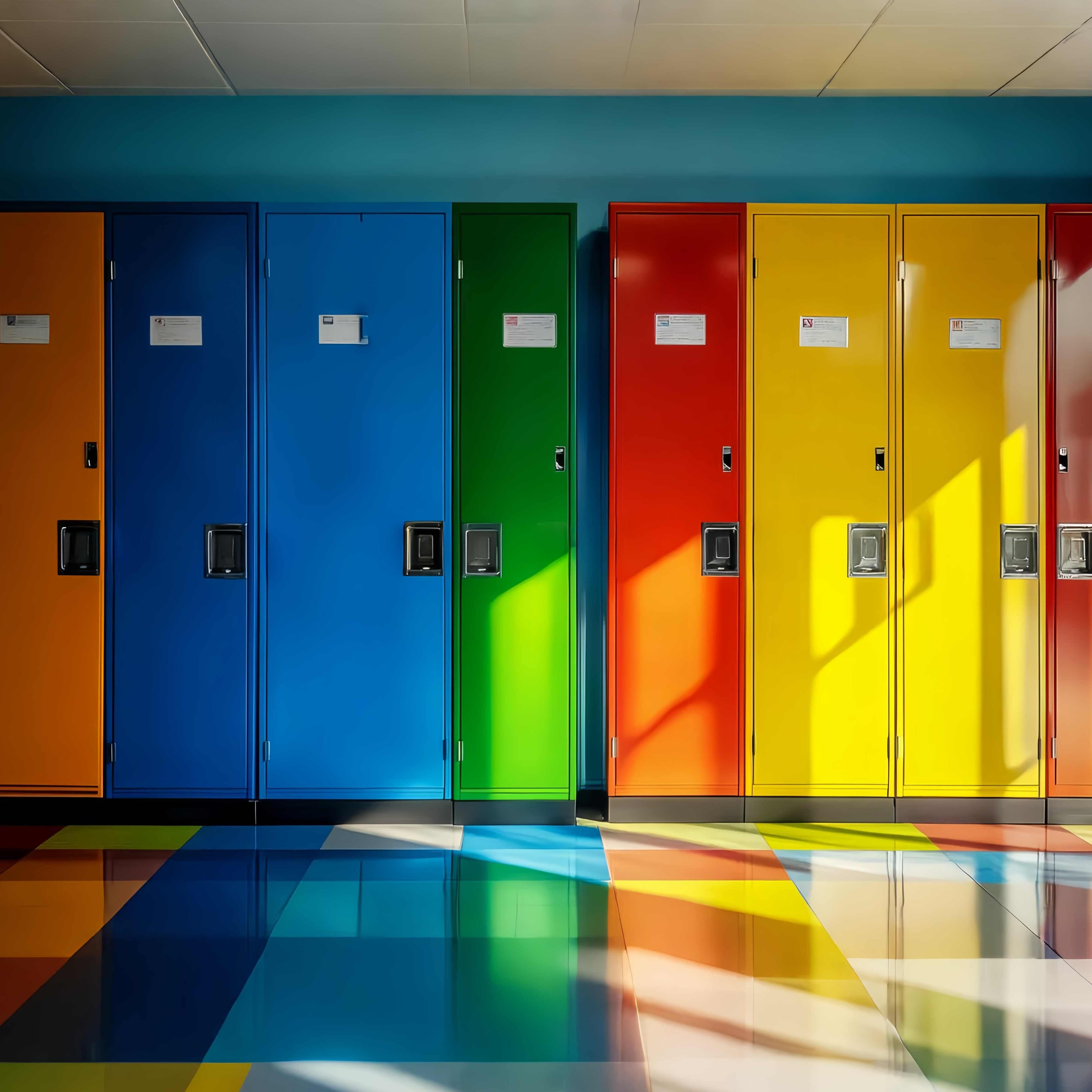 School Locker Backdrop Rainbow Color School Locker Row Back To School Backdrops UK LXX58-110