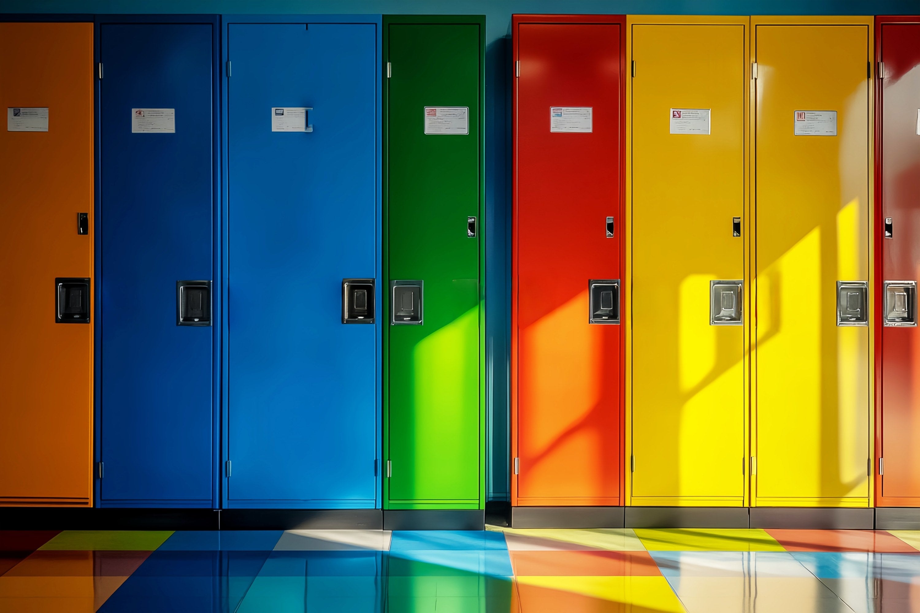 School Locker Backdrop Rainbow Color School Locker Row Back To School Backdrops UK LXX58-110