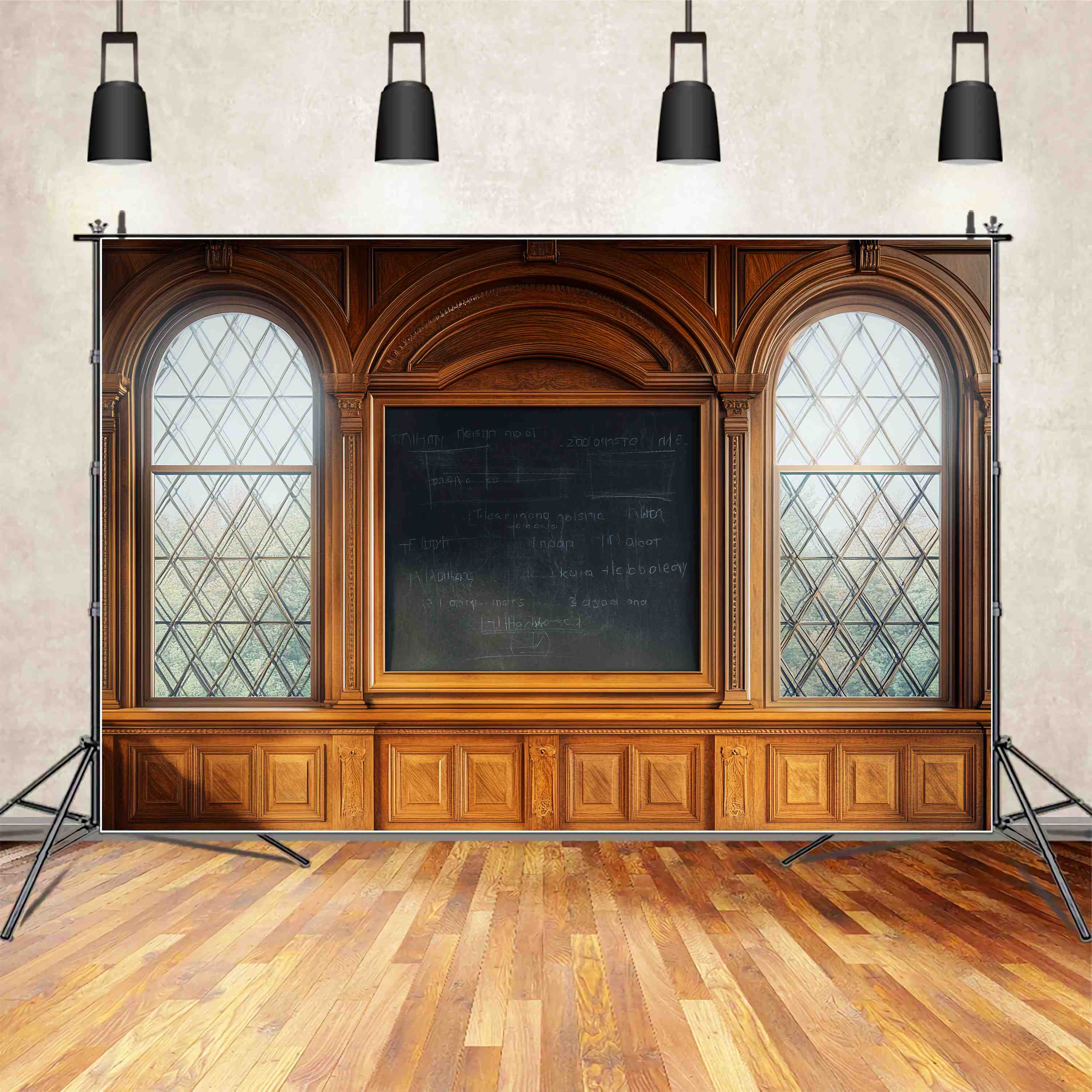 Back To School Chalkboard Backdrop Vintage Classroom Blackboard Wooden Windows Back To School Photo Backdrop UK LXX58-131