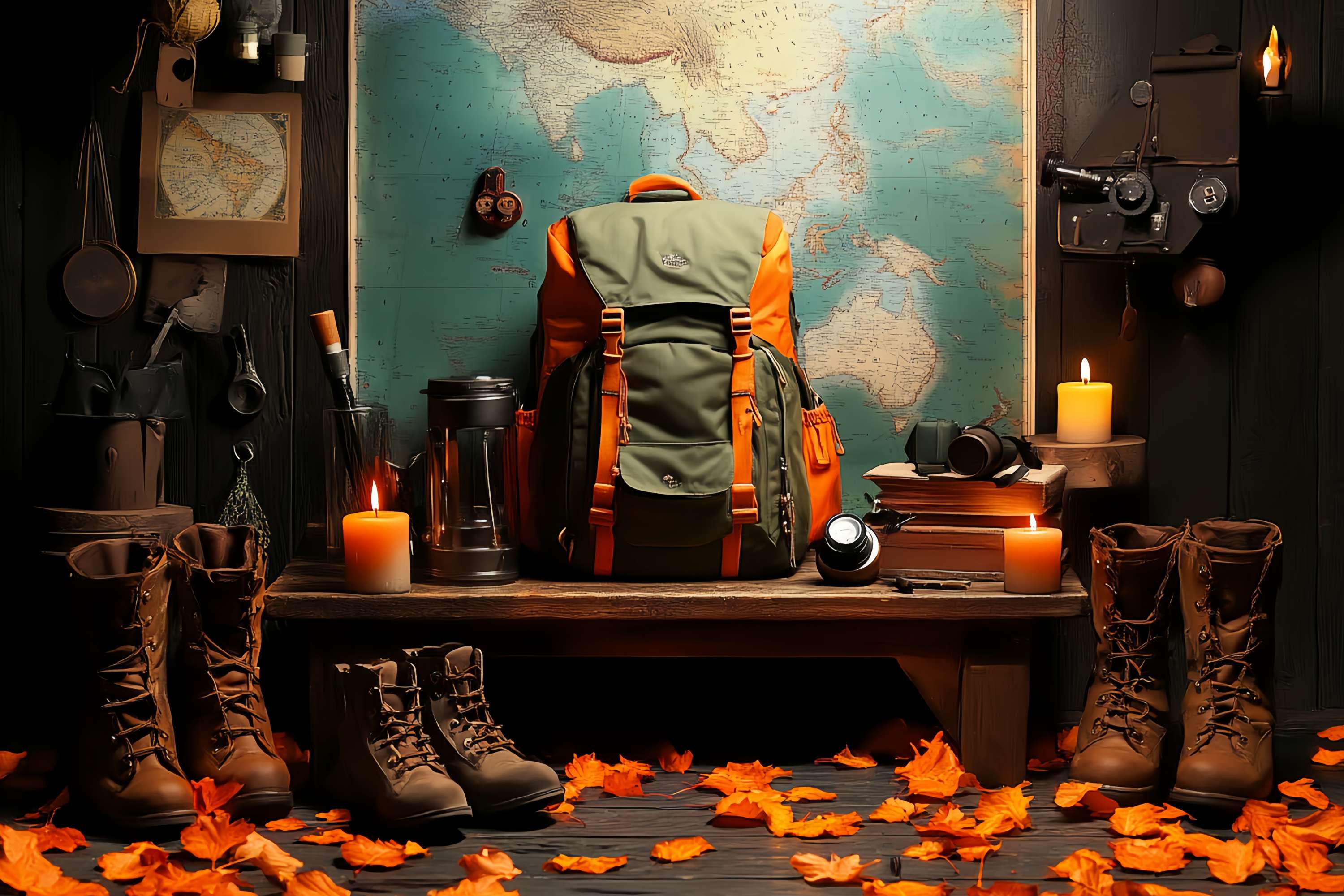 Back To School Photo Backdrop Adventure Travel Gear Map Display Backdrop UK LXX58-140