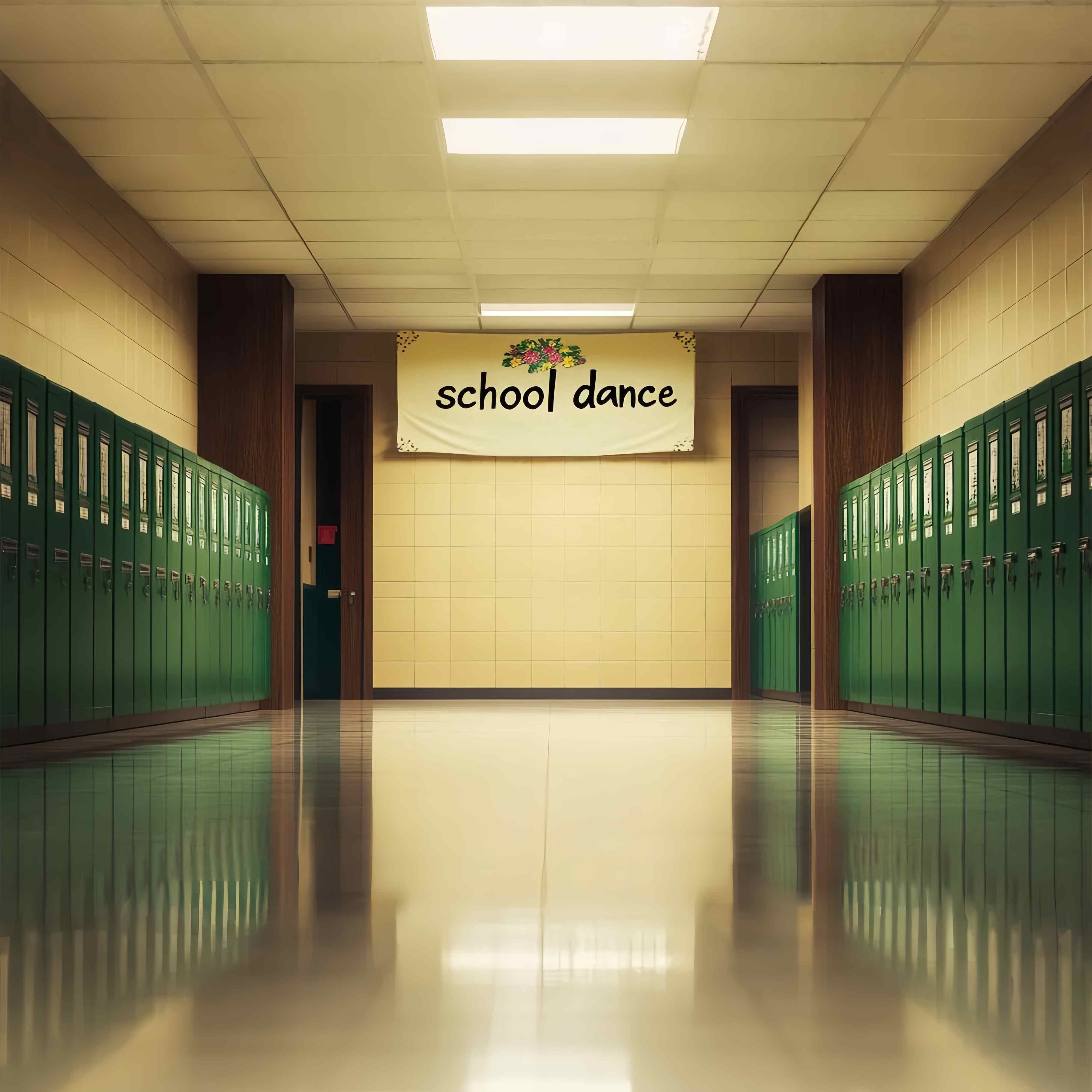School Hallway Backdrop Green Locker Hallway Dance Banner Back To School Backdrop UK LXX58-145