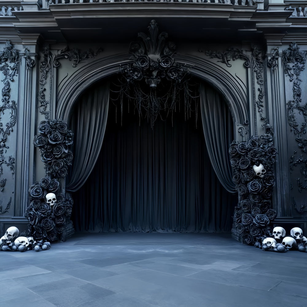 Halloween Wall Backdrop Gothic Skull Rose Backdrop UK LXX58-18
