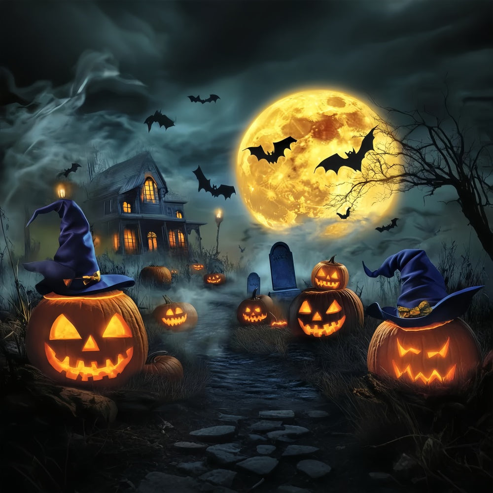 Halloween Photography Backdrop Witch Hat Pumpkin Backdrop UK LXX58-19