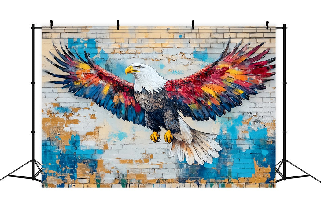 Graffiti Wall Flying Eagle Painted Feathers Graffiti Photo Backdrop UK LXX58-258