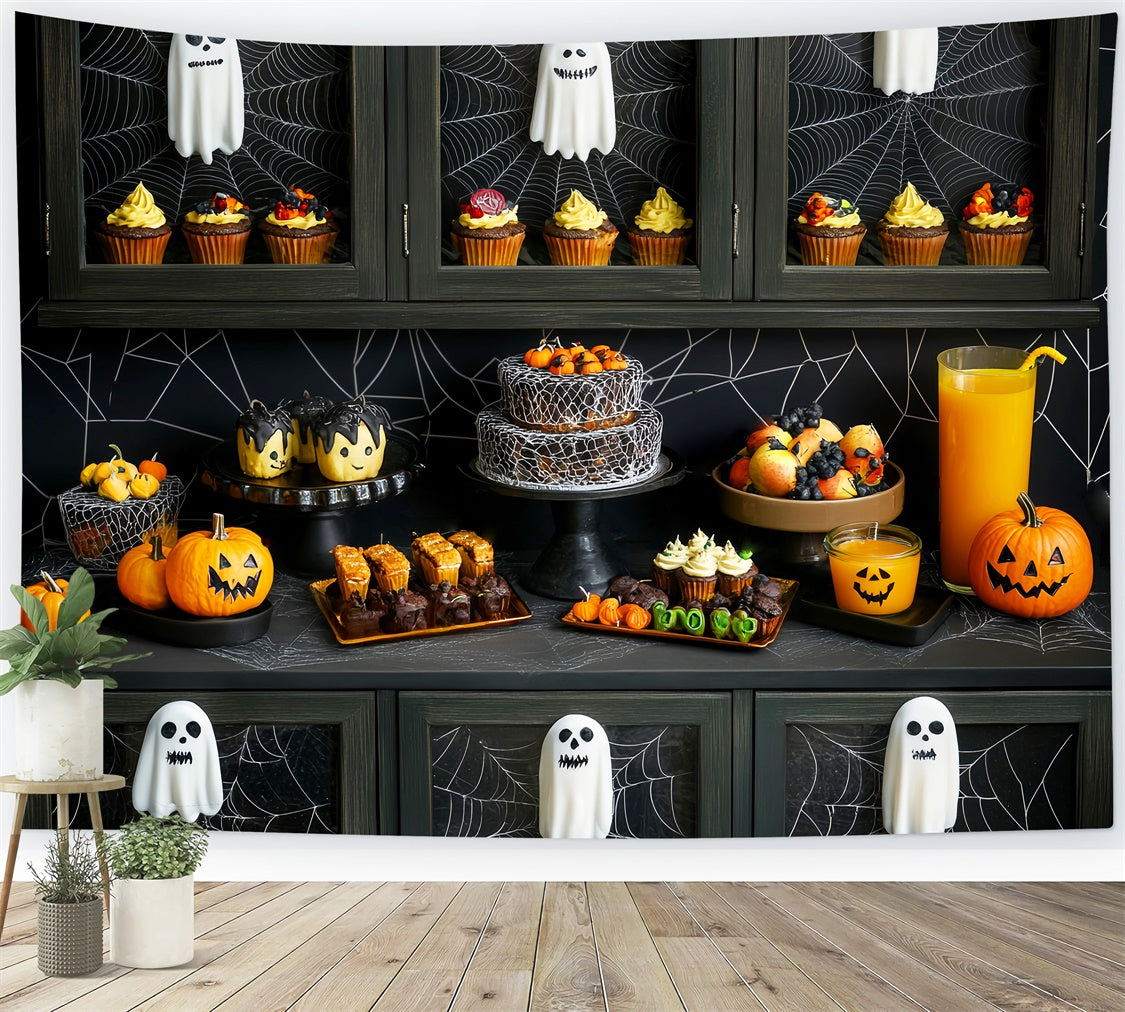 Halloween Photo Backdrop Creepy Cupcake Feast Backdrop UK LXX58-26