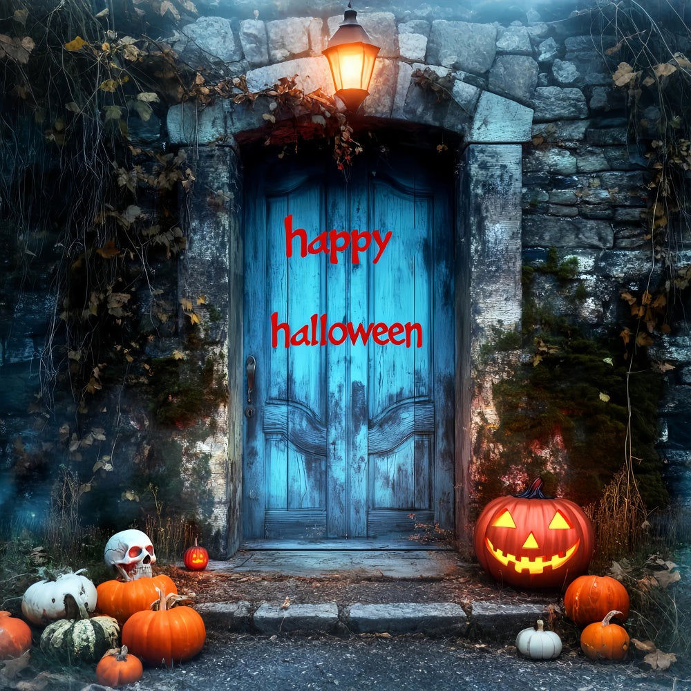 Halloween Photo Backdrops Haunted Blue Doorway Backdrop UK LXX58-29