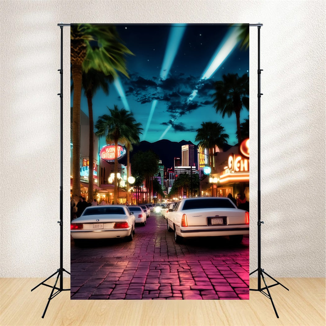 Hollywood Backdrop Limousine Boulevard Neon Lights Red Carpet Backdrop UK LXX58-315