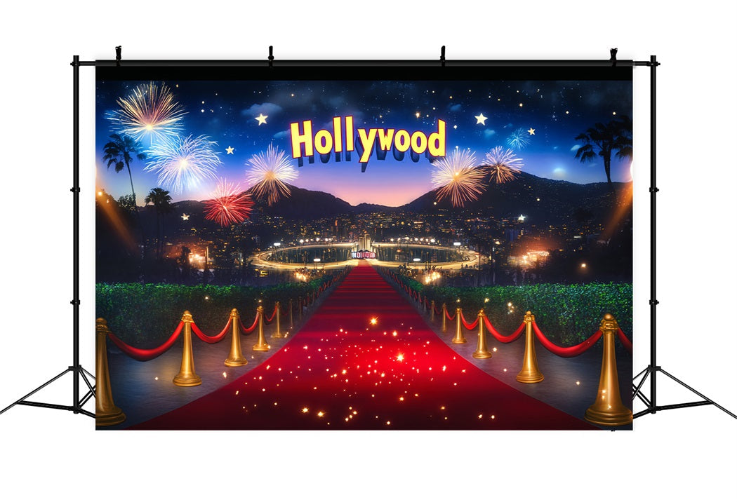 Hollywood Backdrop Hollywood Fireworks Celebration Night Red Carpet Backdrop UK LXX58-316
