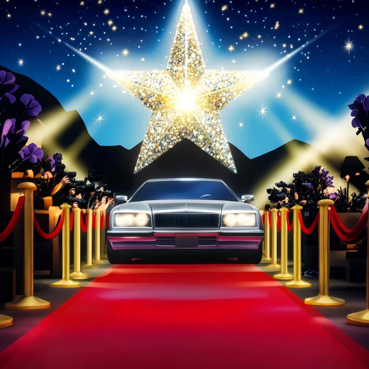 Oscar Red Carpet Backdrop Shining Star Paparazzi Arrival Stage Backdrop UK LXX58-318