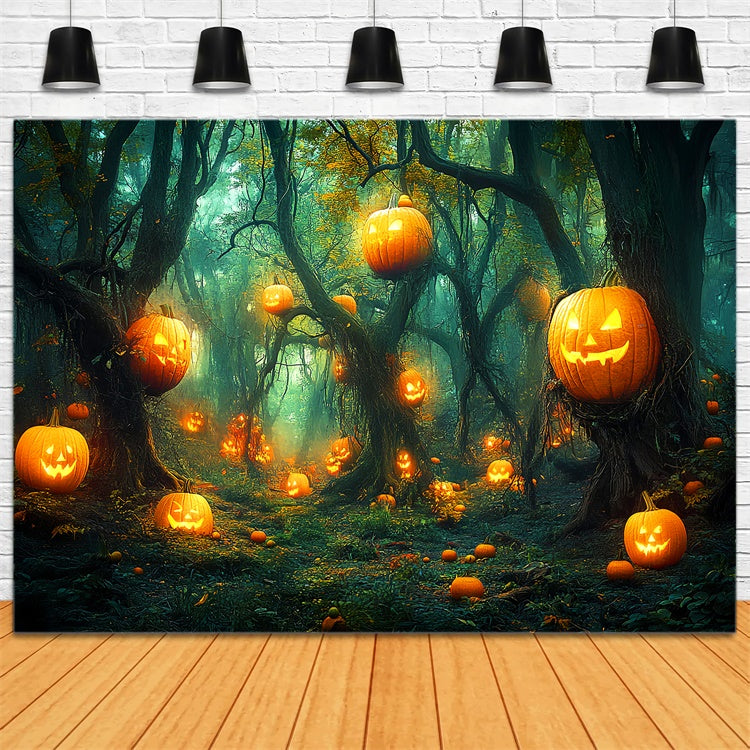 Halloween Backdrop Enchanted Pumpkin Forest Backdrop UK LXX58-33
