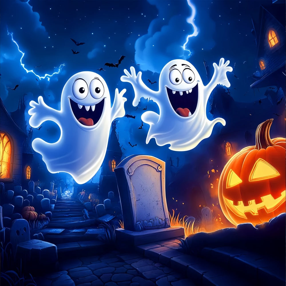 Halloween Photo Backdrops Smiling Ghost Parade Backdrop UK LXX58-35