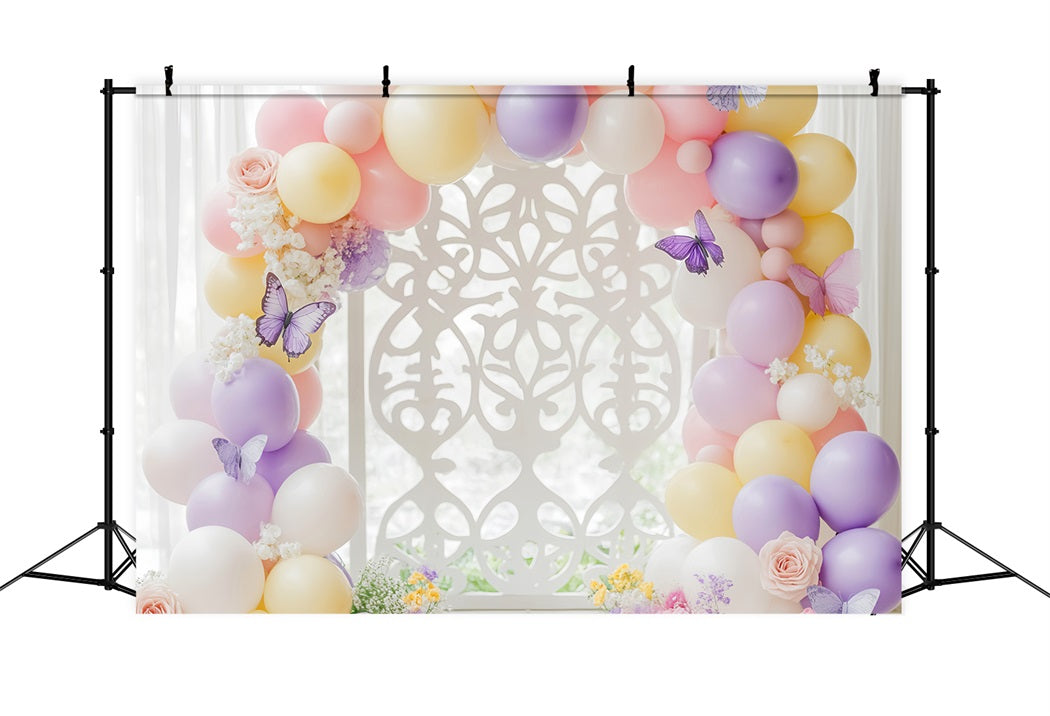 Newborn Backdrop Butterfly Pastel Balloon Arch Kids Backdrops UK LXX58-350