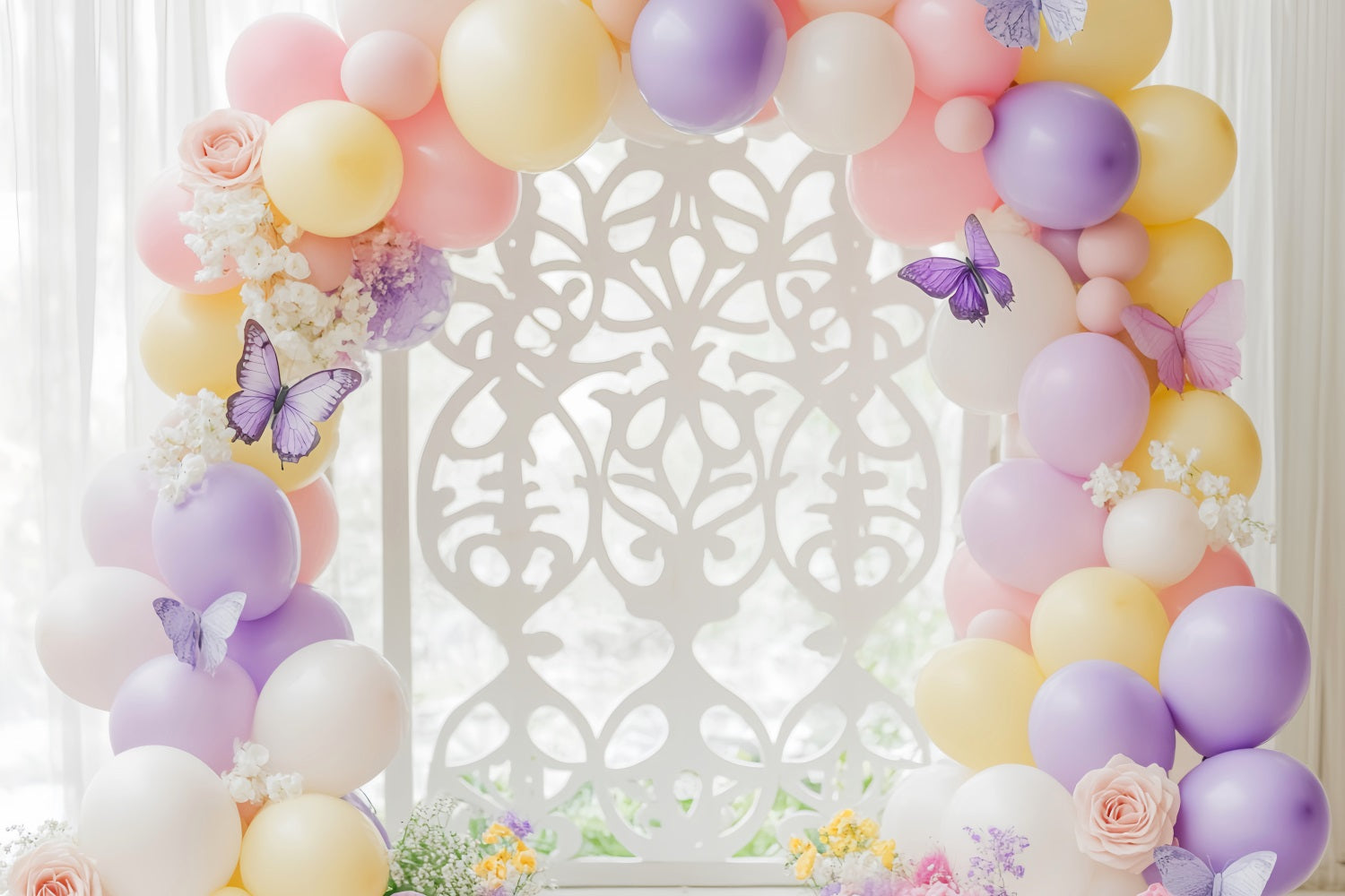 Newborn Backdrop Butterfly Pastel Balloon Arch Kids Backdrops UK LXX58-350