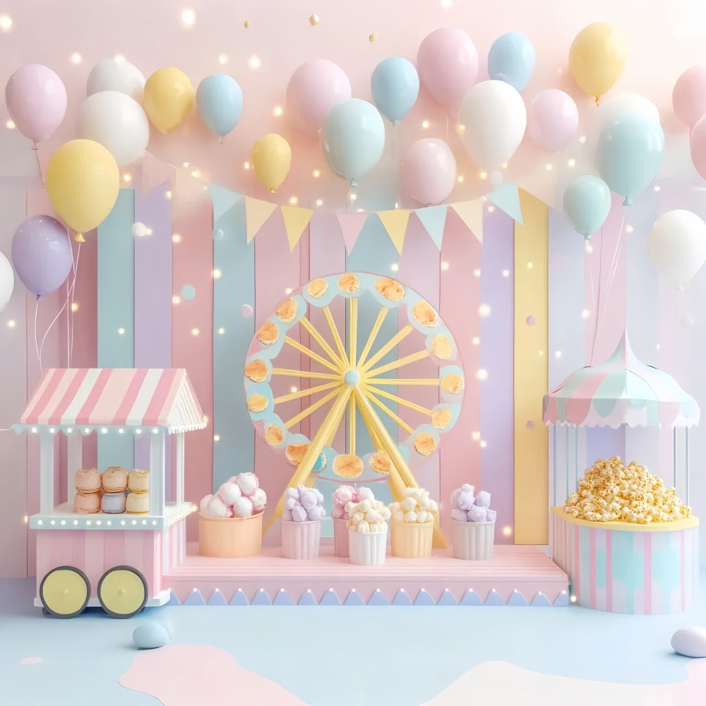 Newborn Backdrop Pastel Carnival Ferris Wheel Children Backdrops UK LXX58-352