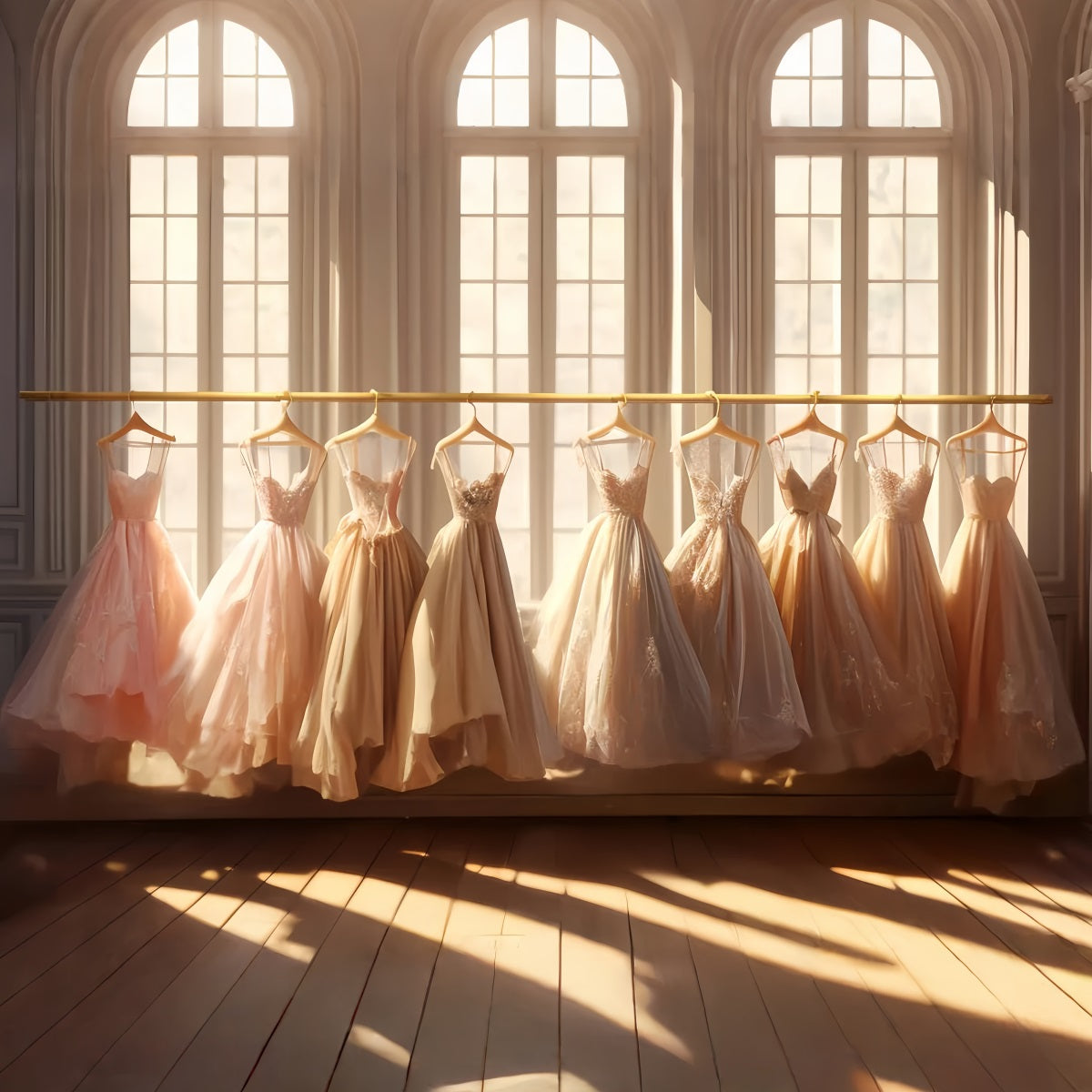 Dance Studio Backdrop Golden Ballroom Gown Display School Dance Backdrop UK LXX59-18