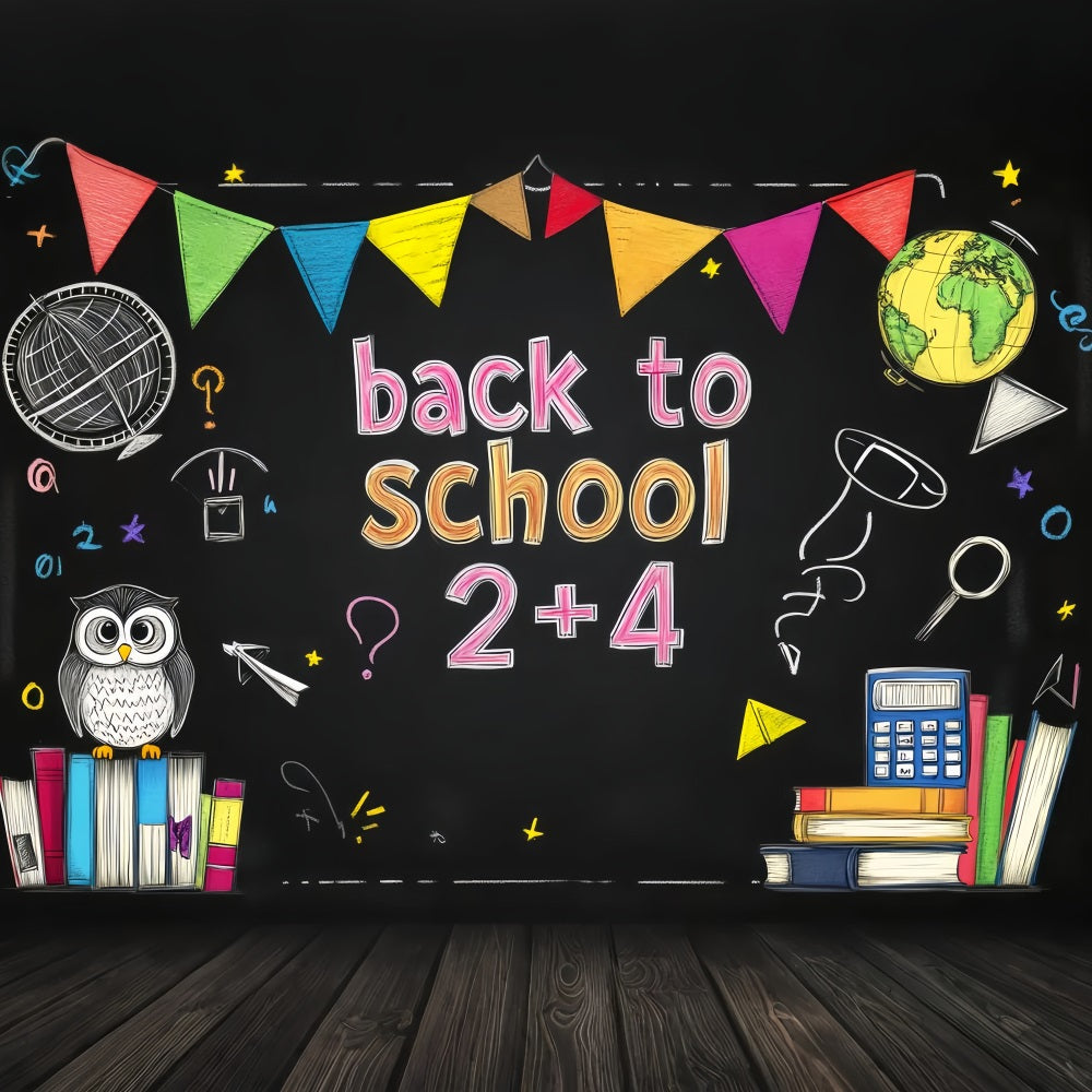Back To School Backdrop Colorful Chalkboard Math Symbols School Picture Backdrop UK LXX59-205