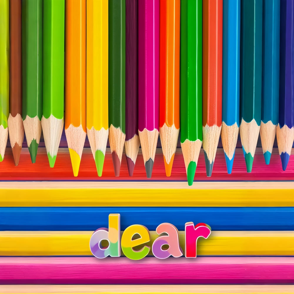 School Backdrop Rainbow Colored Pencil Rows Back To School Photo Backdrop UK LXX59-216